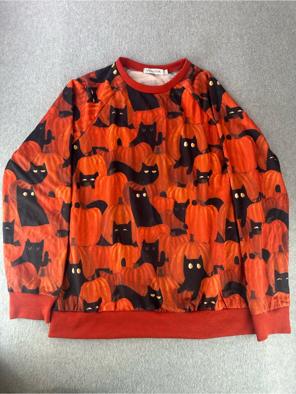 Black Cats In Pumpkin Patch Womens Sweatshirt Size Large Halloween Festive Fall